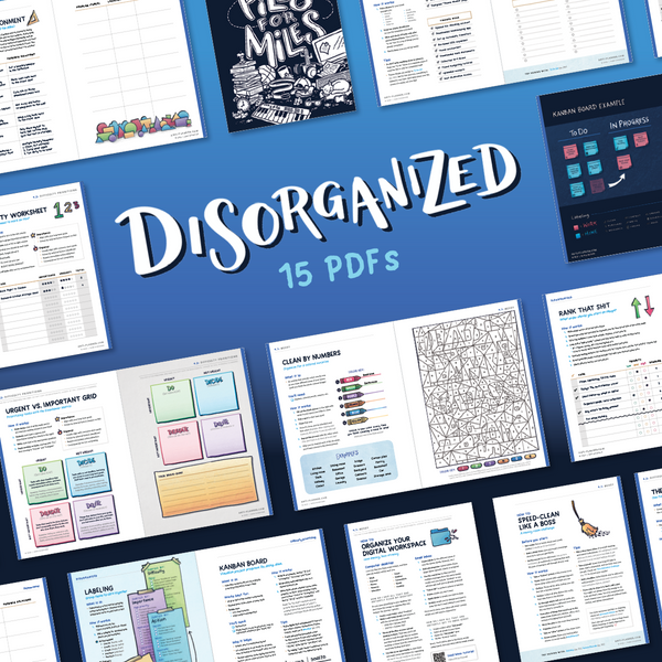 Anti-Planner Disorganized PDF bundle showcasing 15 ADHD-friendly strategies to combat procrastination and executive dysfunction