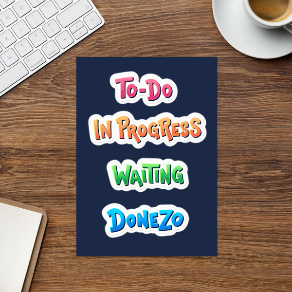 Kanban Board: Small Sticker Sheet — ADHD-friendly Kanban board by Dani Donovan, front view